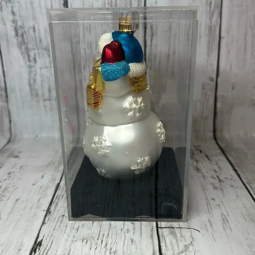 2004  Target‎ Brands Glass Snowman Christmas Ornament Handcrafted in Display